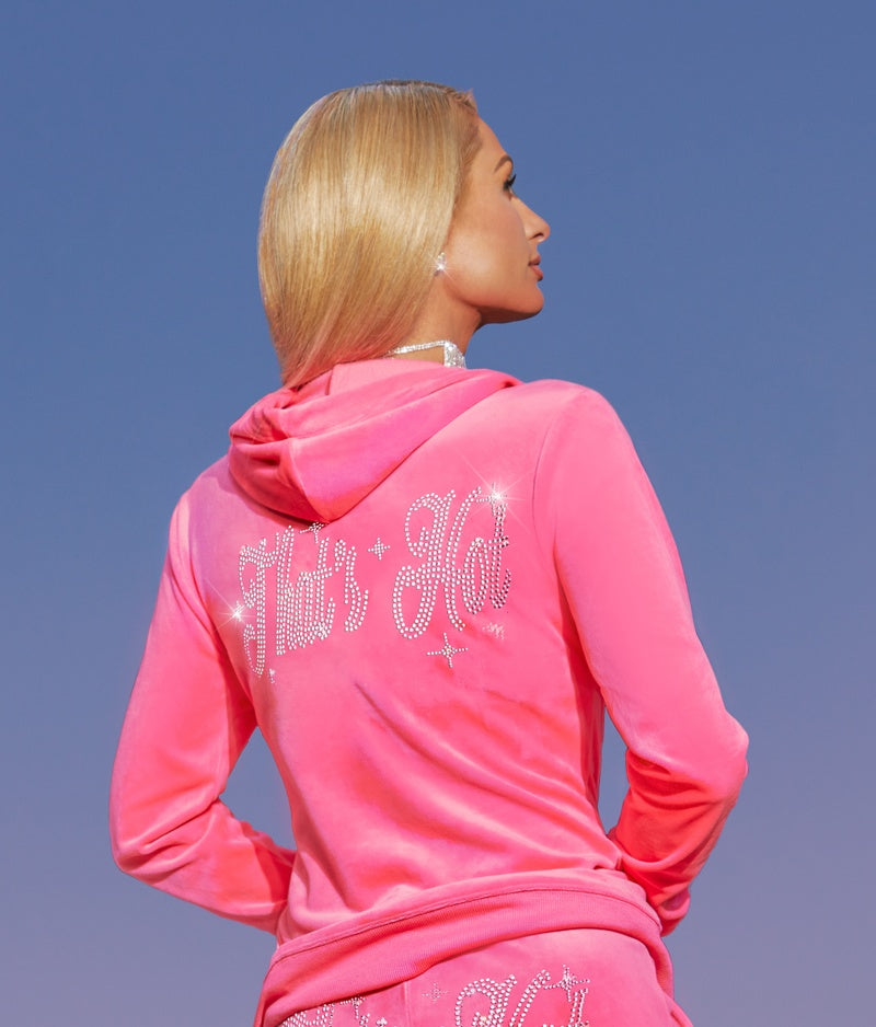 Paris Hilton Wears Juicy Couture Tracksuit and Colorful Sneakers